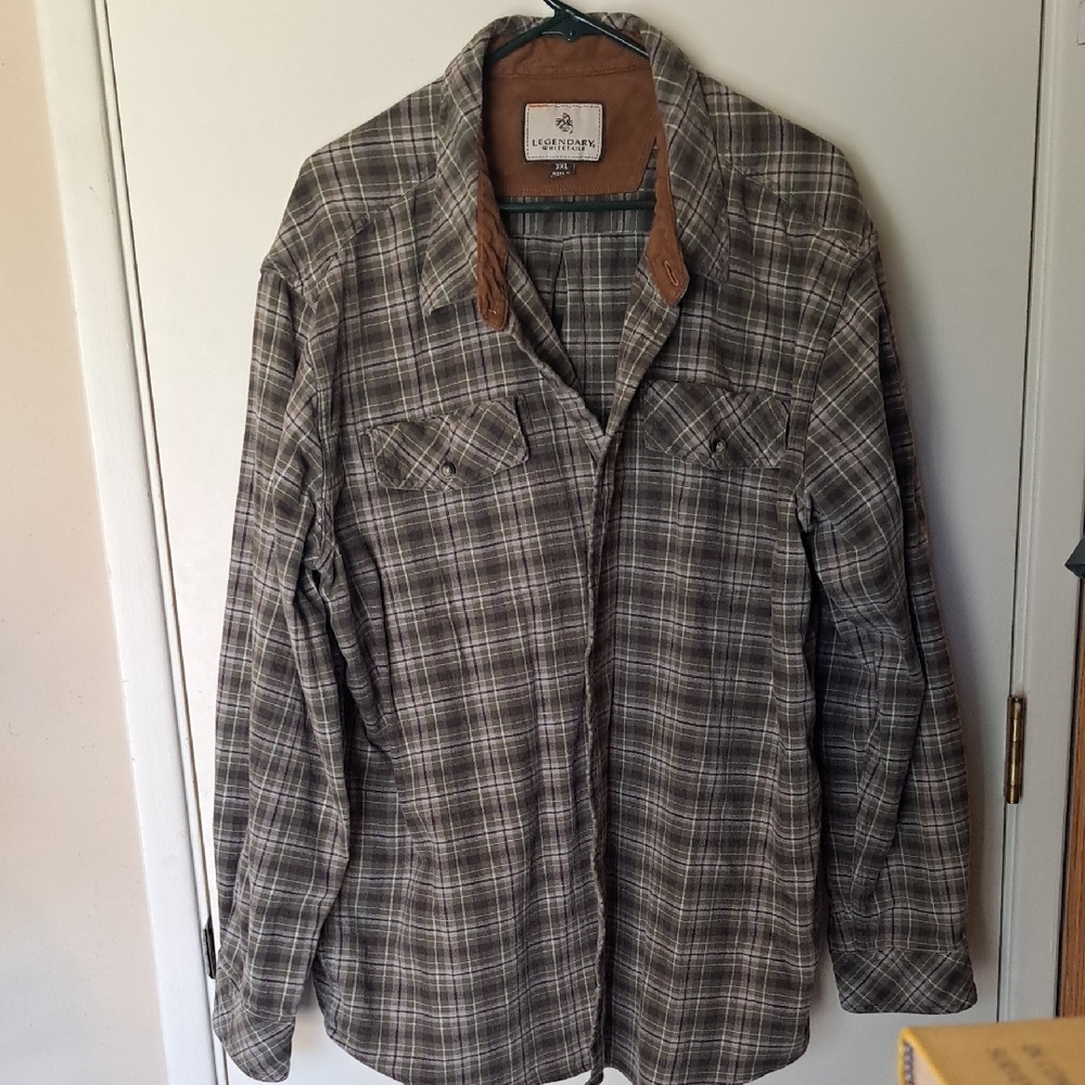 Legendary Whitetails Olive and Brown Plaid Flannel Shirt